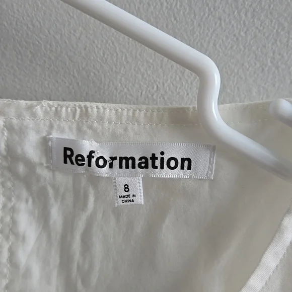 White Reformation Crop Cotton Tank Top Shirt Size 8 - Picture 3 of 8